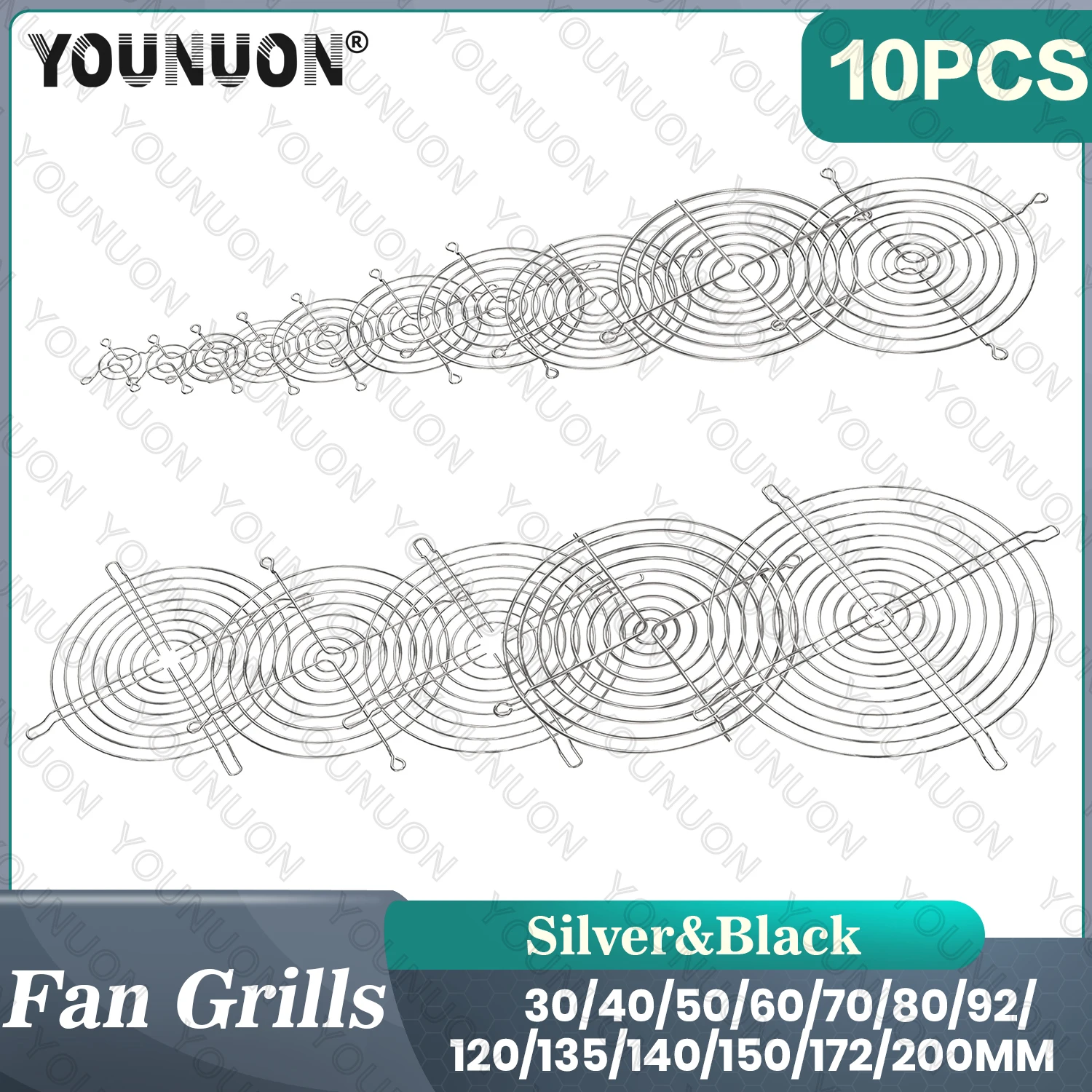 10PCS Silvery Metal Wire Finger Protector Guard PC DC Fan Grill 30mm 40mm 50mm 60mm 70mm 80mm 90mm 120mm 135mm 140mm 170mm 200mm