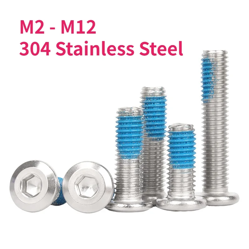 M2 - M12 304 A2 Stainless Steel Allen Hexagon Socket Large Flat Head Furniture Rivet Security Dispensing Screw Anti-loose Bolt