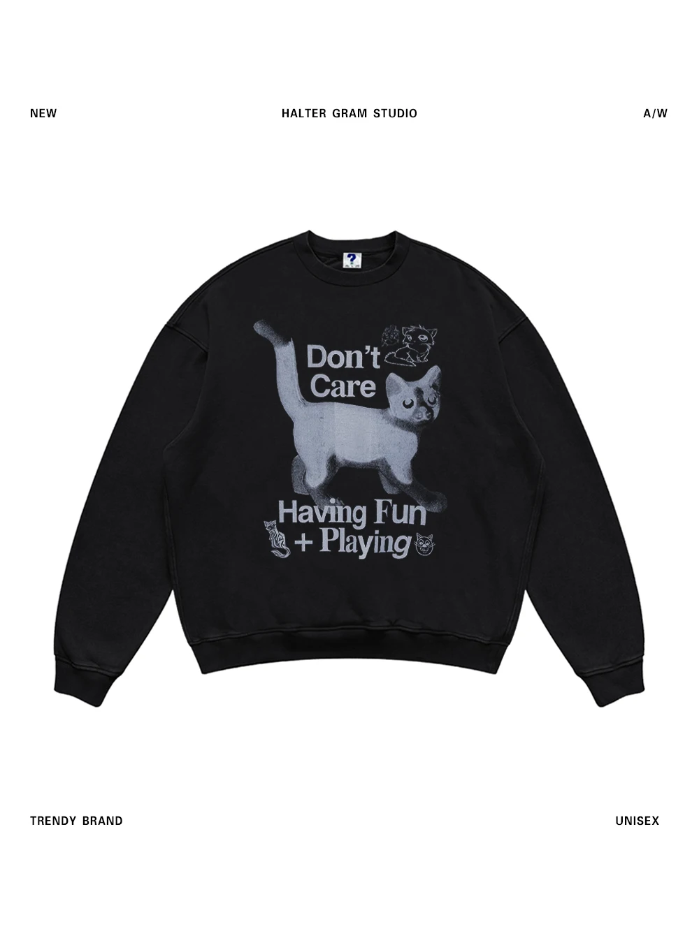 

Ретро-американский винтажный свитшот с принтом, свободного кроя, в стиле BF, для пар, повседневный, хлопковый, с длинными рукавами, молодежный, черный.