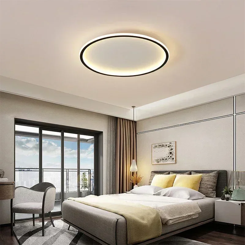 

Modern LED Ceiling Light Home Decor 20/30/40/50/60CM Dimmable Round Lamp Bedroom Living Room Black White Fixture Lighting Lustre