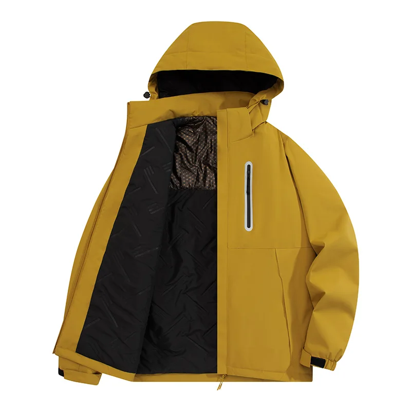 

Unisex Graphene Cotton Jacket Soft Shell Windproof and Waterproof Cotton Jacket Detachable Hat Outdoor Couple's Warm Parkas