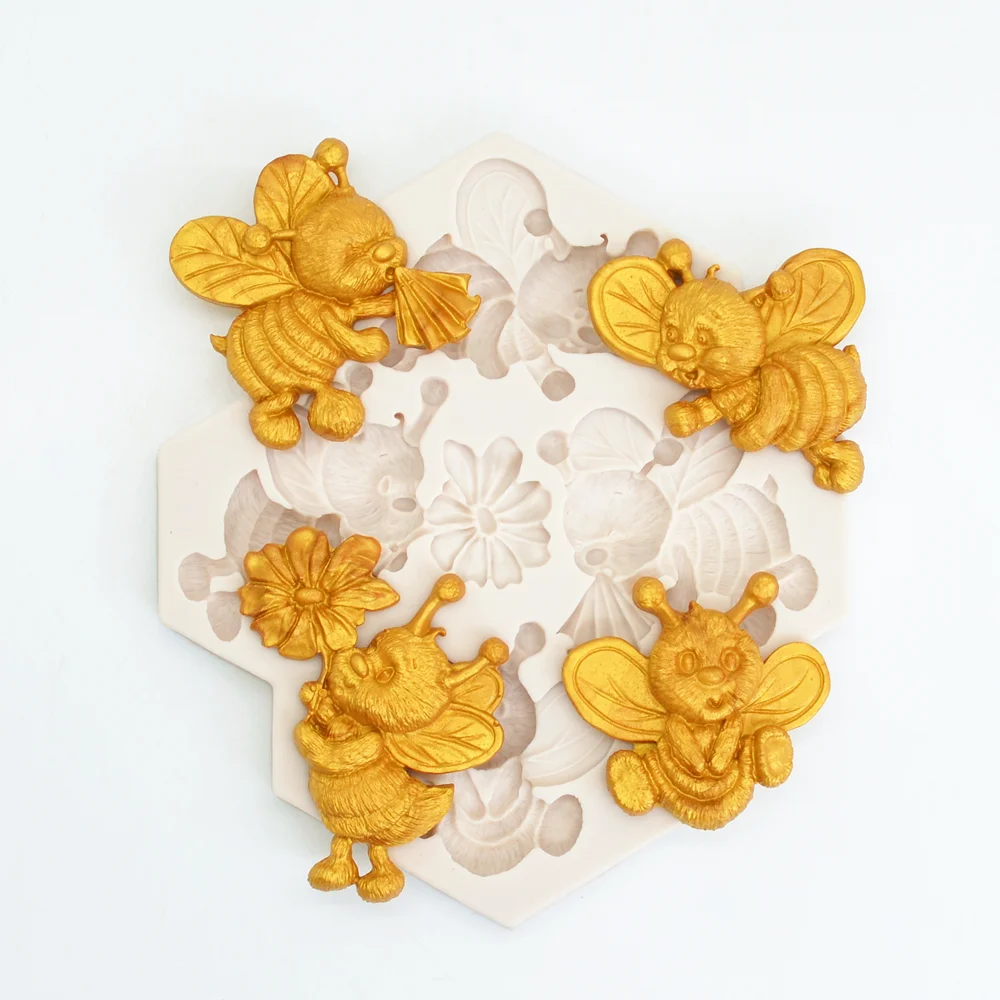 Silicone Cake Mold Cute Bee Flower Resin Kitchen Baking Tools For DIY Chocolate Dessert Fondant Mould Lace Decoration Supplies