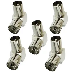 5PCS High quality Copper IEC TV Male Plug to TV Female Jack Right Angle Adapter 90 Degree Coax TV