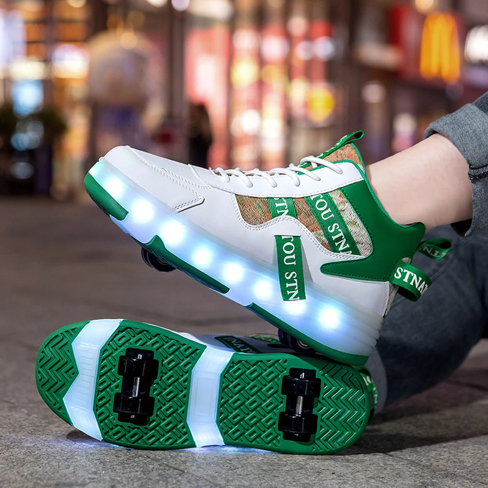 Children's Roller Skate Shoes Kids' Gift Student Sliding Shoes LED Light Outdoor Sports Shoes Boys Girls Sneakers Wheels Shoes