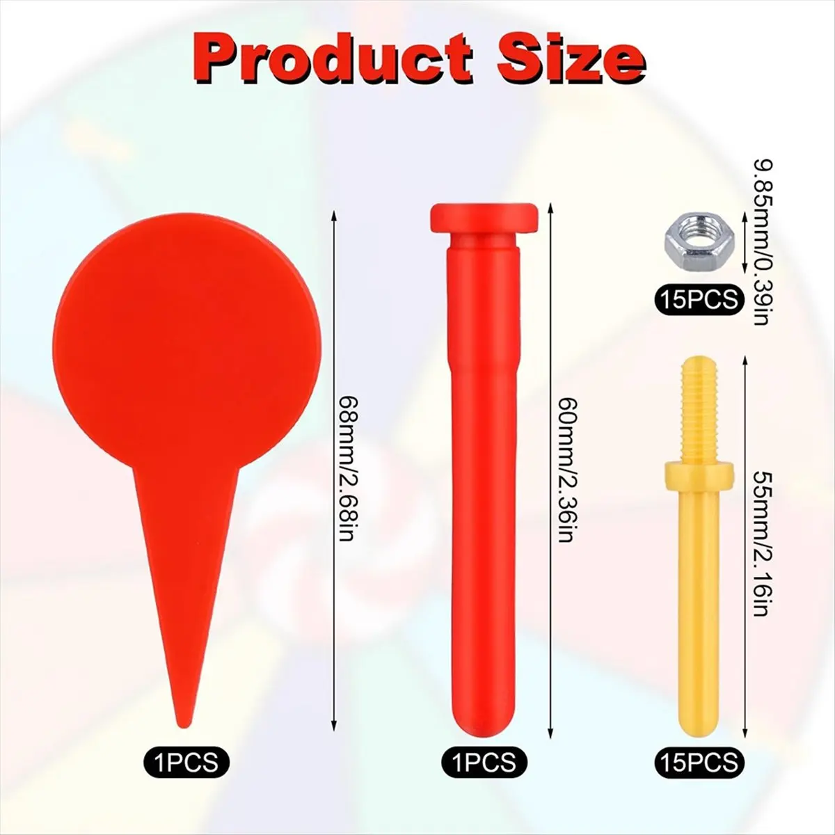 A78I 15pcs -Wheel Parts, with Prize Wheel Pointer Reusable Prize Wheel Replacement Parts Prize Wheel Pegs Kit