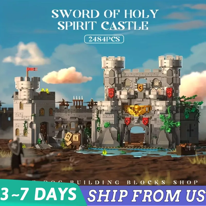 

2484 pcs Classic Sword of the Holy Spirit Castle Century diy assembled Buildings Street View mode girl boy birthday gift