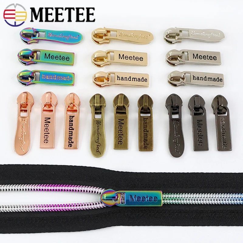 5# Handmade Zipper Sliders Pulls for Nylon ZippersTapes Garment Zips Heads Bag Purse Repair Kits DIY Sewing Accessories