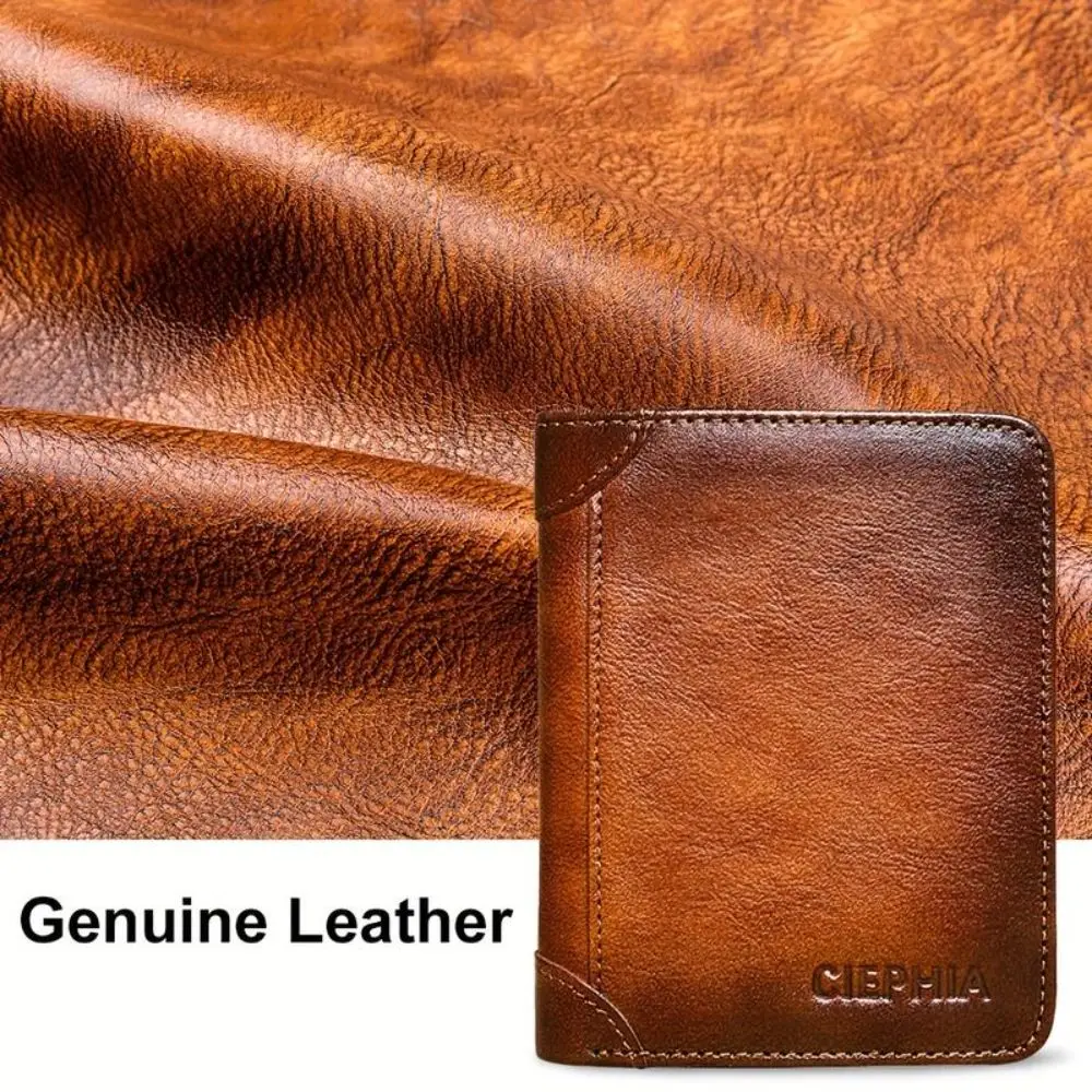 1 Stück Langlebige PU-Leder Herren-Geldbörse mit RFID-Schutz, Vintage Dreifach-Geldbörse, Multifunktionale Kurze ID-Kreditkartenhalter – Detail 2
