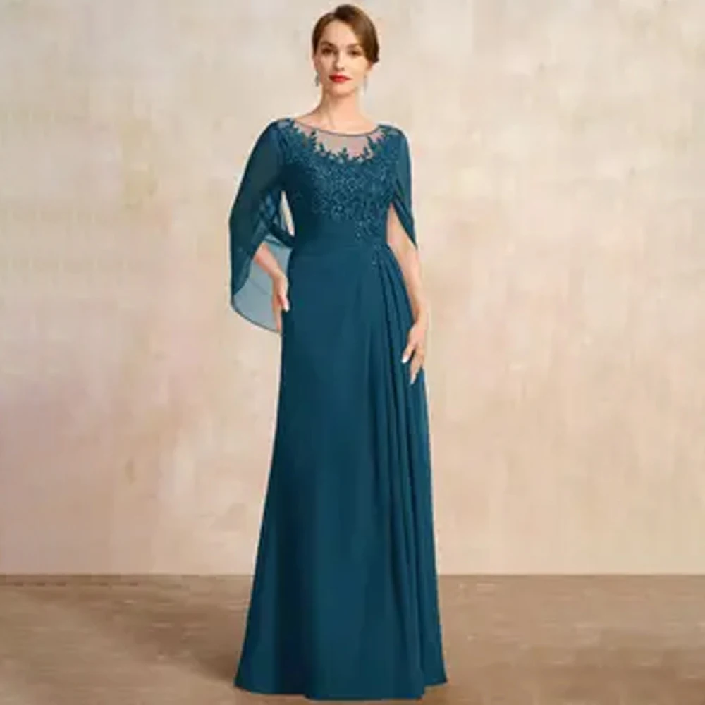 LZPOVE Chiffon Evening Dresses for Women Elegant Mother of The Bride Dresses 2023 with Jacket Vestido De Noche Floor Length