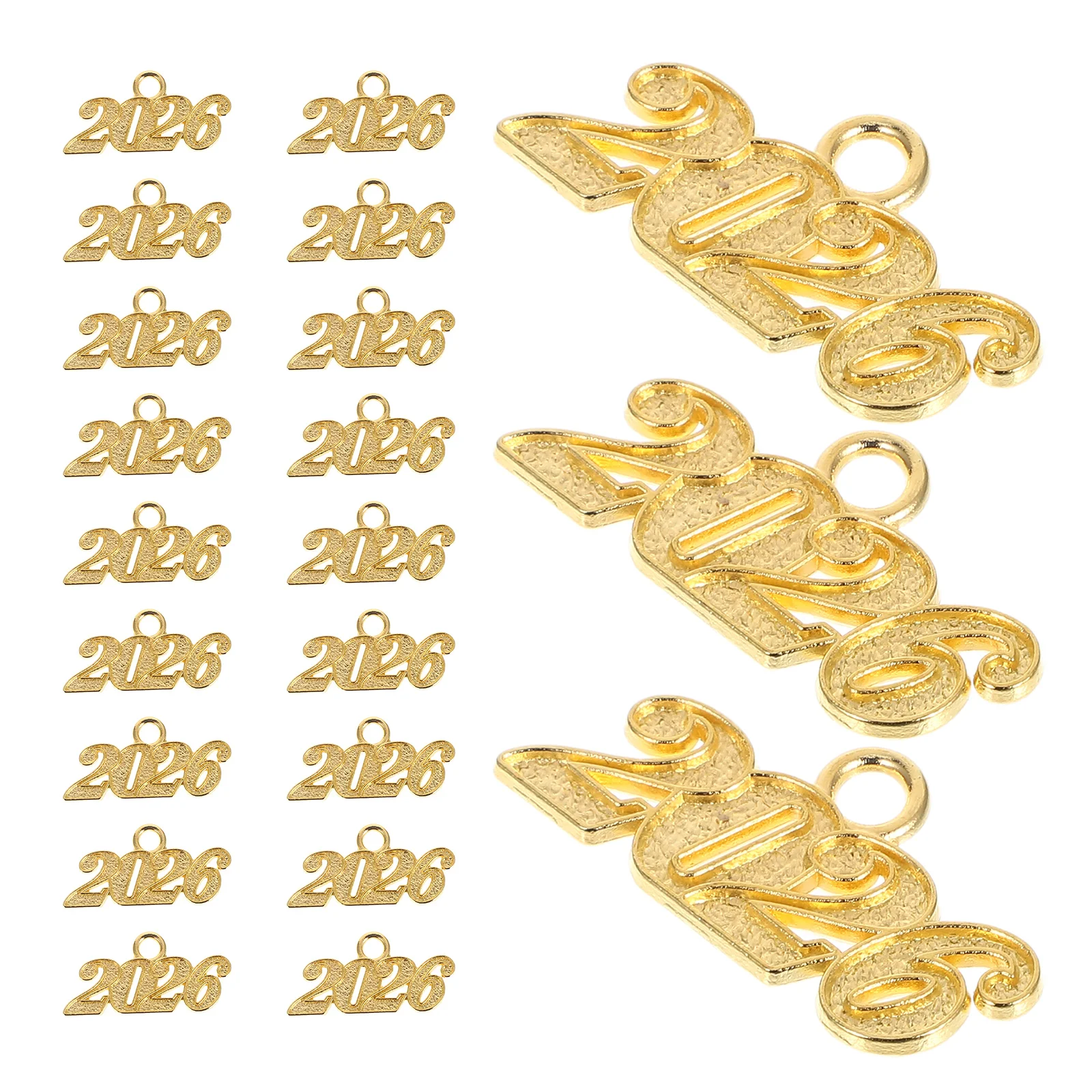 

100 Pcs Number Pendant 2026 Earrings Charms Year Pendants Bracelet New Alloy Graduation Tassel