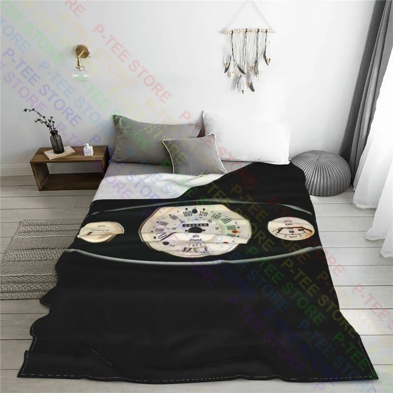 Mk1 Mini Cooper Centre Clocks Smiths Mini Italian Job Car Blanket For Bed Home Decor Bedding Throws