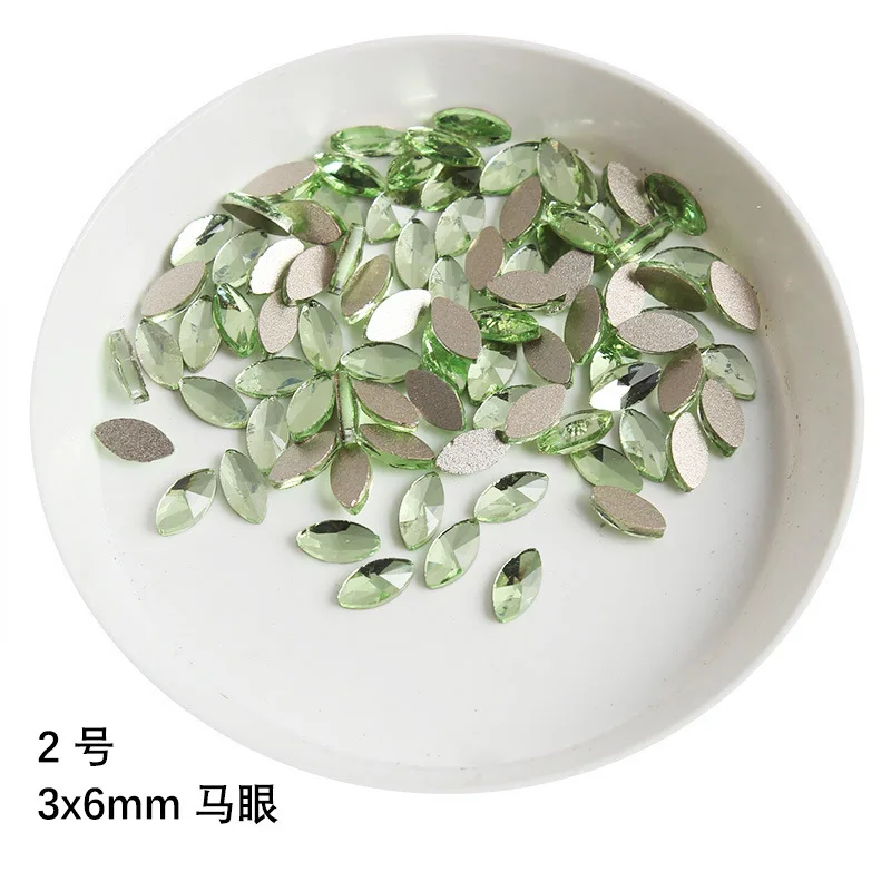 ネイルラインストーン,100個,フラットバッククリスタル,3Dアートストーン,パーソナライズされた装飾,ライトグリーン,マルチスタイル