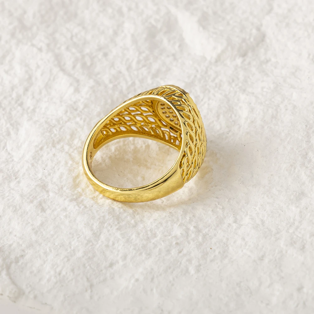 LUIZADA Vintage Türkische Fingerringe Frauen Runde Kristall Caesar Ring Gold Farbe Ethnische Hochzeit Schmuck Ring – Detail 17