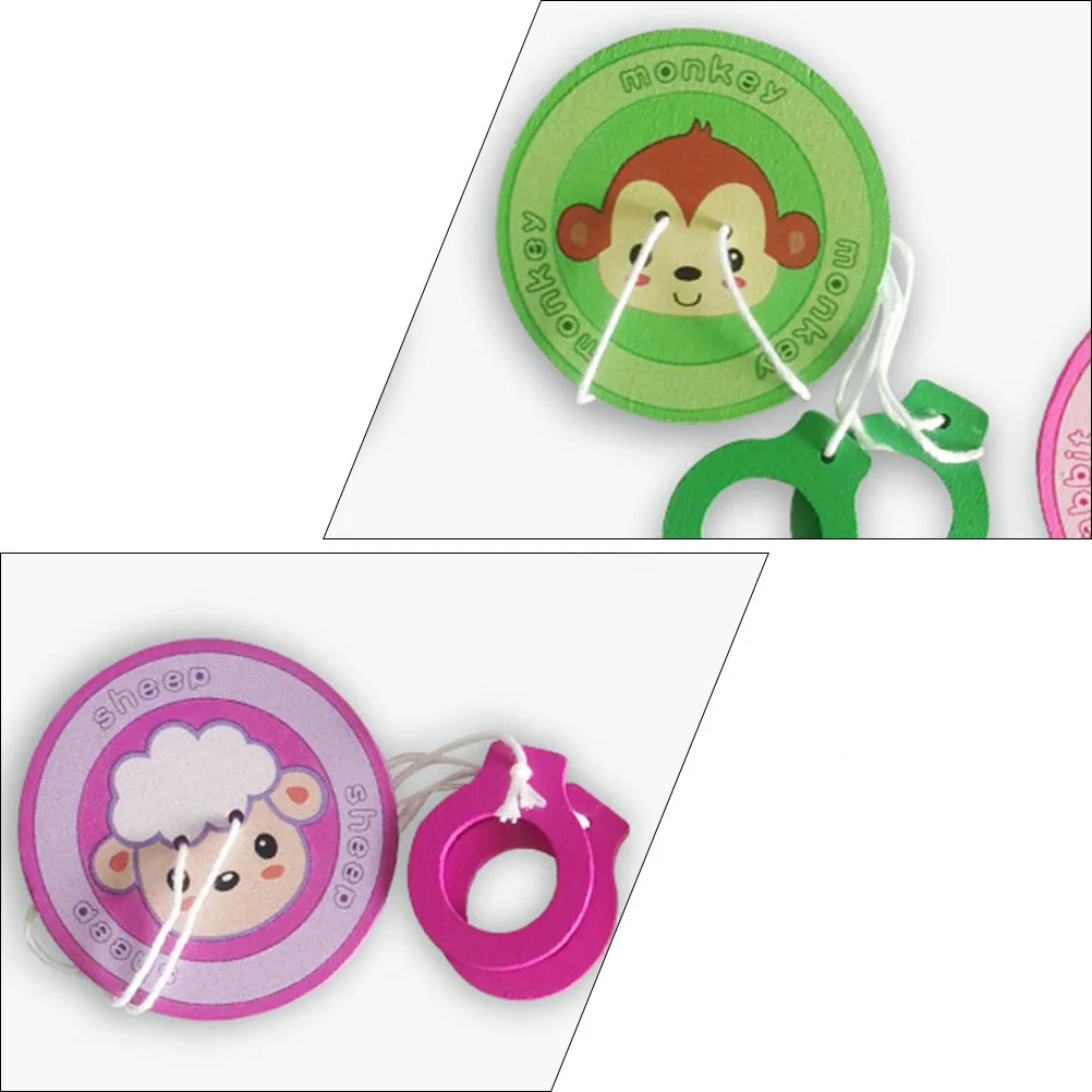 5 pièces en bois tirer chaîne Peg-Tops enfants éducatif apprentissage précoce platine Flash créatif pour les enfants