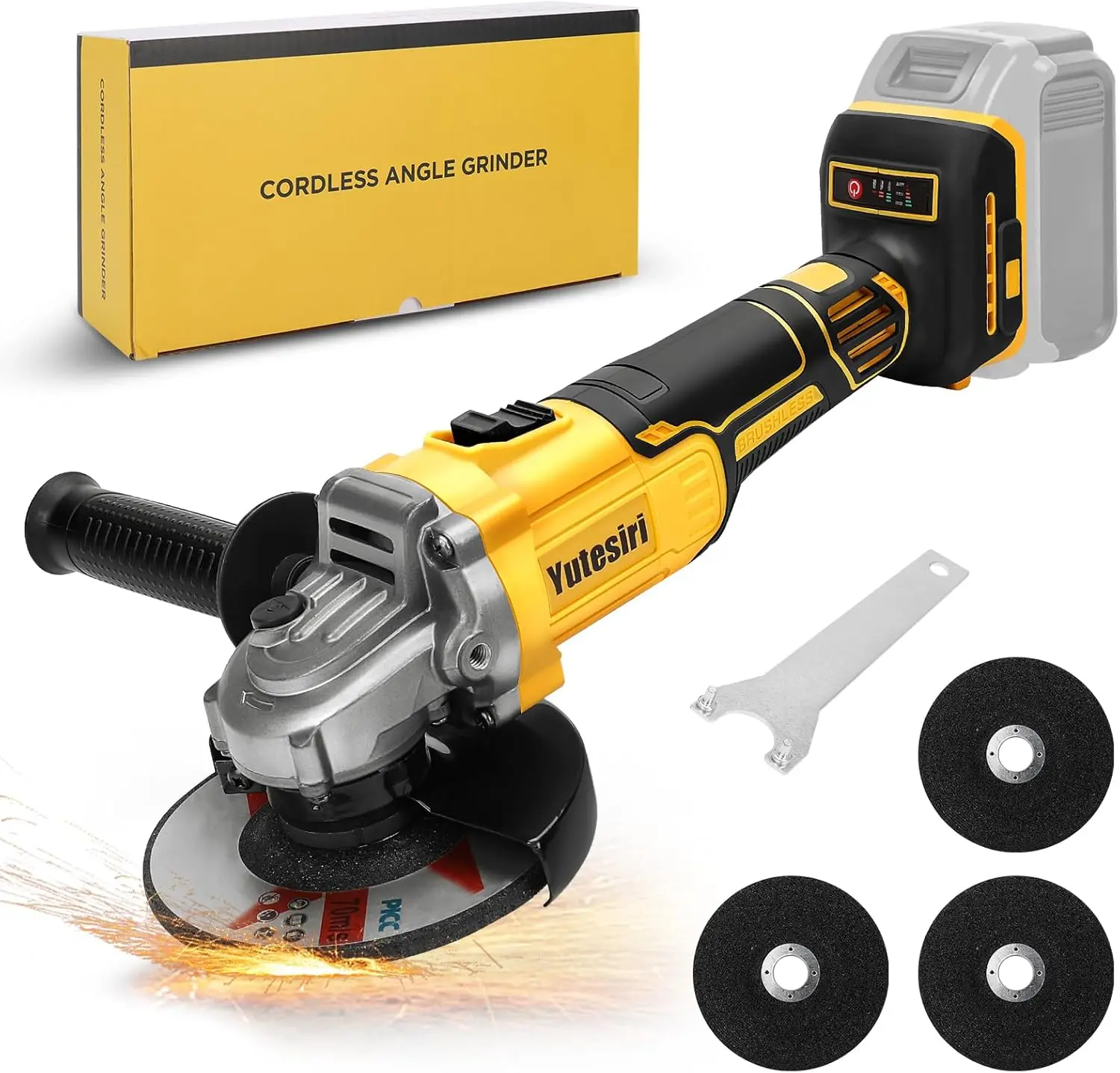 Angle Grinder Cordless for Dewalt 20V Max Battery, 11000RPM Brushless Grinder Tool,3 PCS 4-1/2