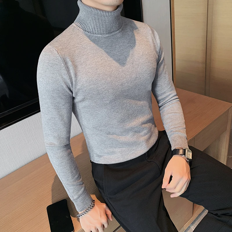 

Мужской вязаный свитер с высоким вырезом, облегающий внутренний свитер, повседневный, длинный свеч, дышащий, удобный, среднего размера, цвет