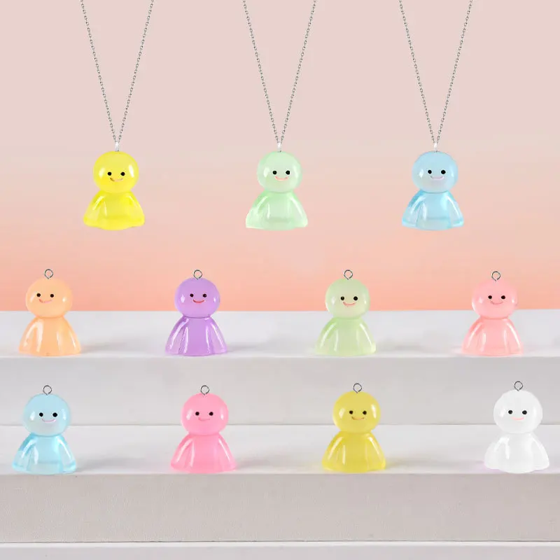 

20Pcs Cute Noctilucent Christmas Doll Resin Charms Colorful Small Pendant For Earring Keychain DIY Jewelry Making Findings