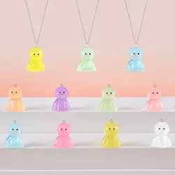 20Pcs Cute Noctilucent Christmas Doll Resin Charms Colorful Small Pendant For Earring Keychain DIY Jewelry Making Findings