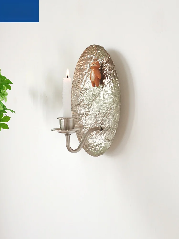 

Retro American Sle Wall Decorative Mirror Candlesti Staircase Living Room Vintage Wall Art Iron Material Branch Candle