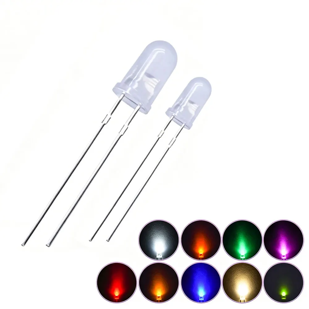 Image of 50 Stück LED-Dioden-Kits mit mattem Finish, F3MM, 5 mm, mit Nebeldiffusion, grün/rot/blau/gelb/weiß, orange, warmweiß, Leuchtdioden