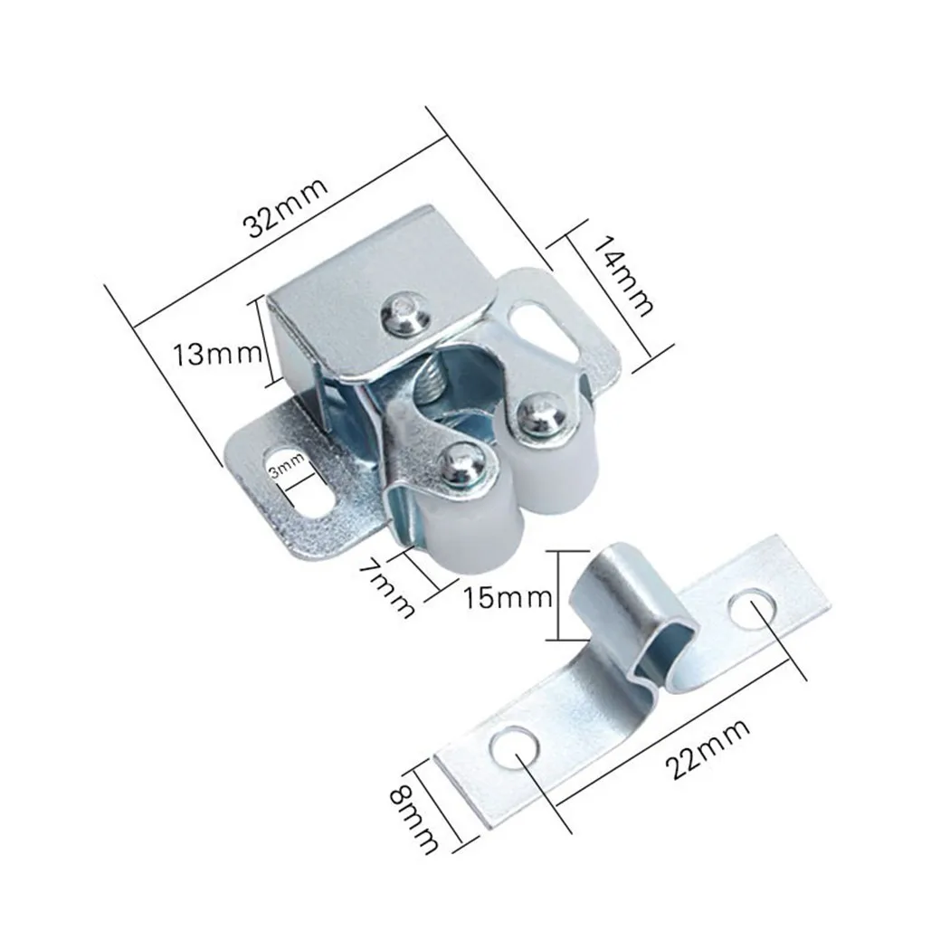 Convenient 8X Twin Double Roller Catch Latch for Cupboards Wardrobes Furniture Easy to Install Suitable for Various Doors