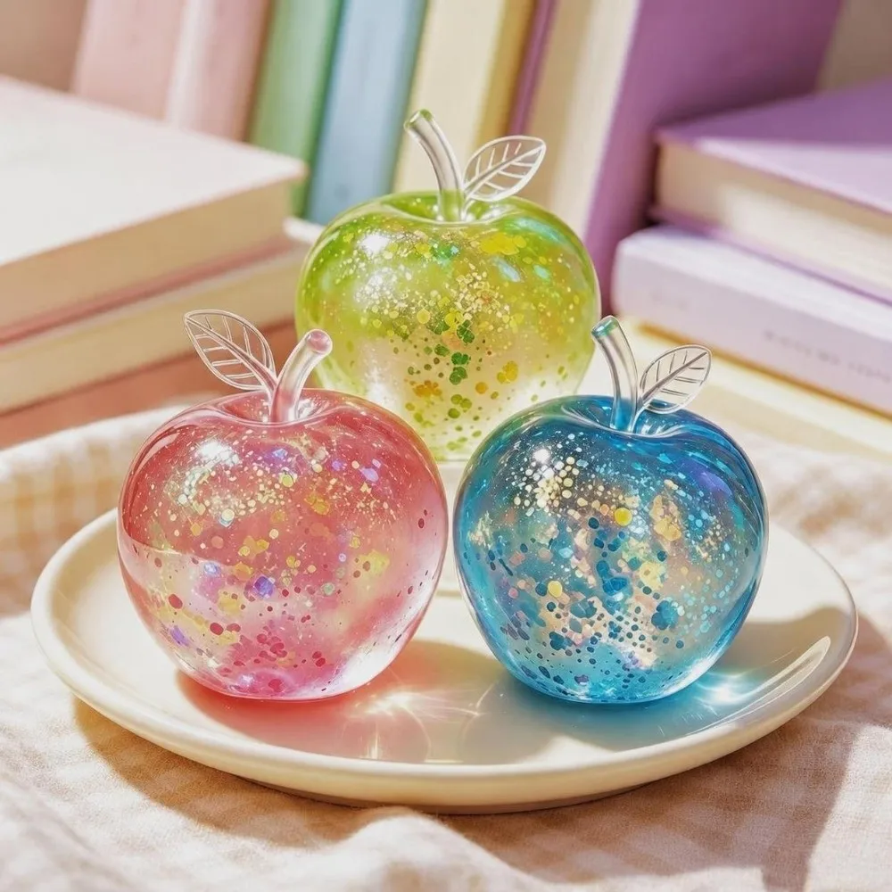 Trendy TPR Apple Stress Ball Soft Stress Relief Sequins Apple Squeeze Slowly Rebounding Moldable Fidget Relaxation
