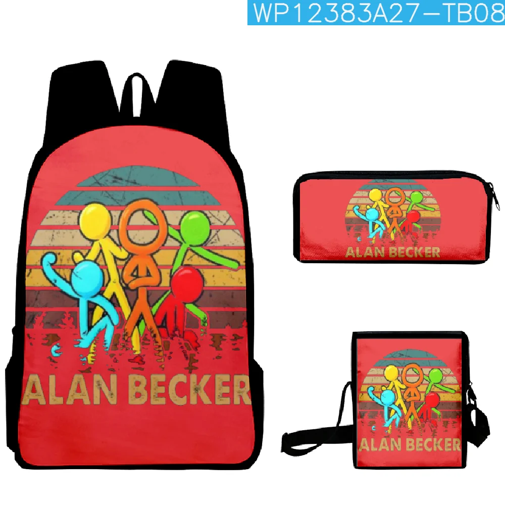 

Harajuku Youthful Kpop Alan Becker 3D Print 3pcs/Set Student Travel bags Laptop Daypack Backpack Shoulder Bag Pencil Case