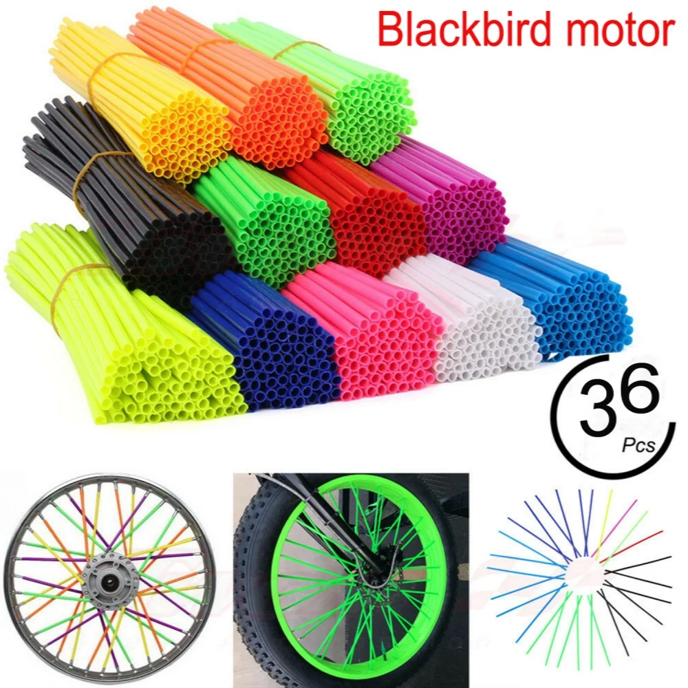 

36Pcs Bike Motorcycle Wheel Rim Spoked Protector Wrap Skin Covers Pipe For Motocross Dirt Pit Bikes Off Road Bicycle Accessories