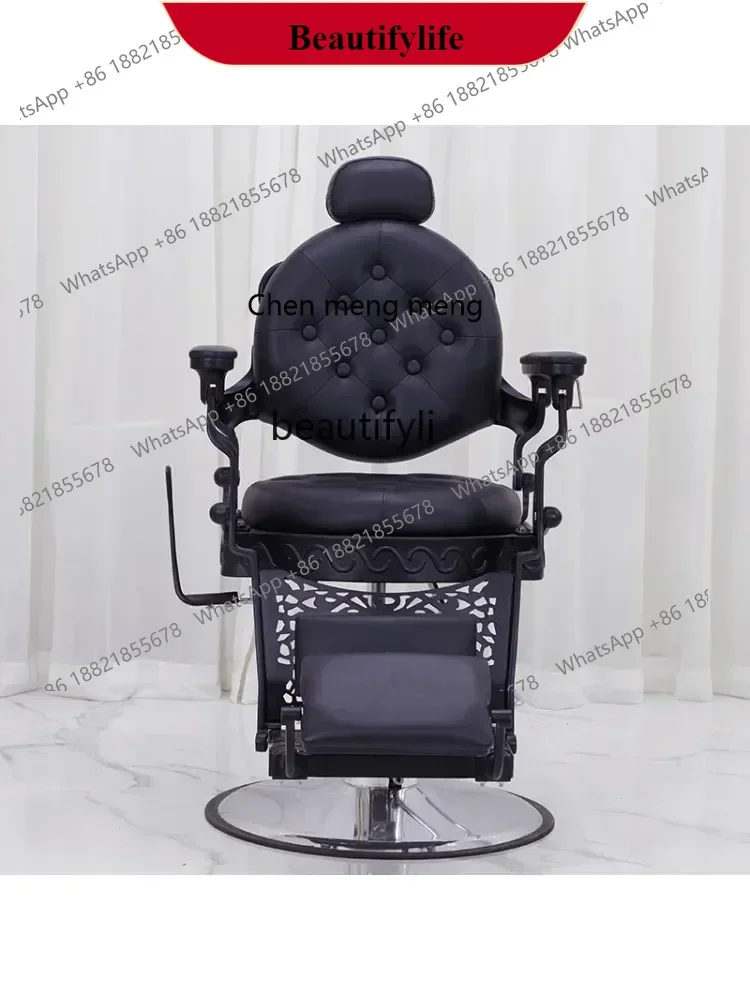 G153 S Men's Oil Head High-End Hairdressing Chair for Hair Salon Large Chair Barber Shop Hair Cutting Can Be Put down Retro Chai