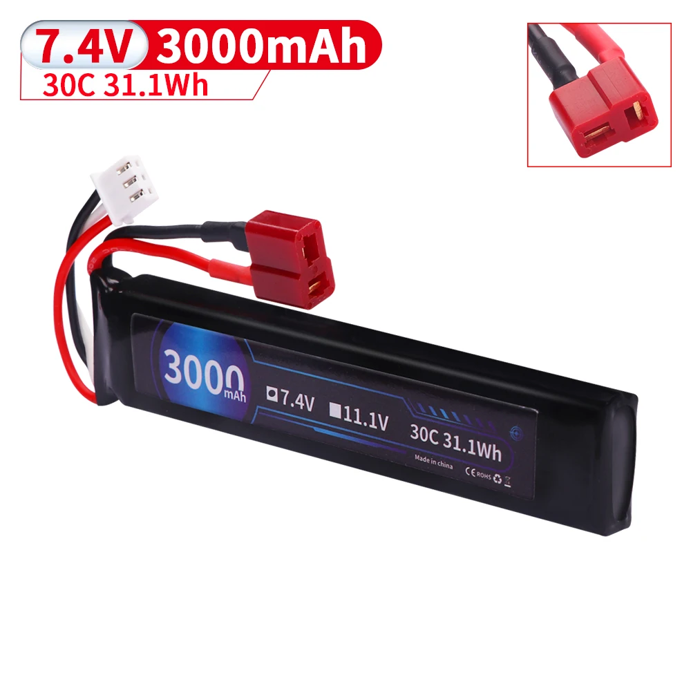 Водяной пистолет Airsoft 7,4 В 2S 30C 452096 3000 мАч LiPo аккумулятор T/TIMA/XT30/SM Разъем для Airsoft BB Air Pistol Электрические игрушки Запчасти для пистолетов