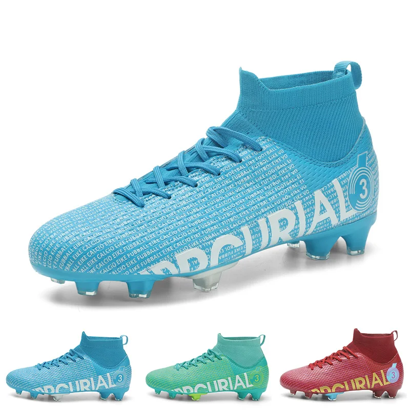 

2023 Fashion Football Boots For Men Breathable Professional Soccer Cleats For Kids Boys High Ankle Crampon Football Man Ag Tf