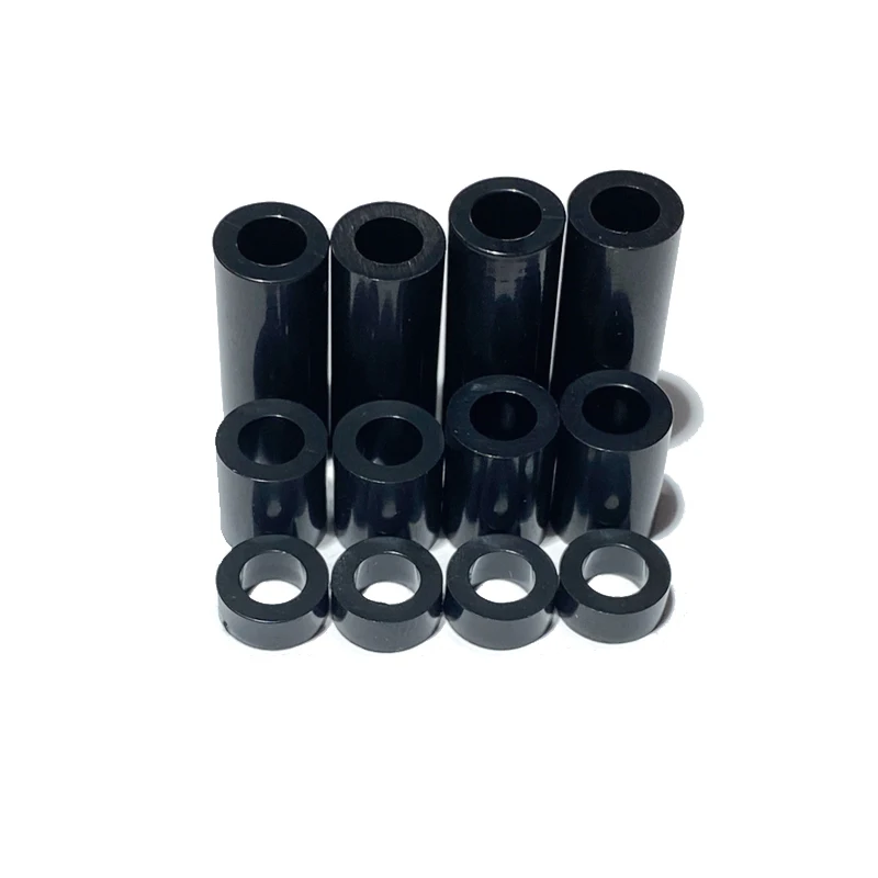 50Pcs M3 ABS Plastic Round Standoff Washer, Black Nylon Non-Threaded Hollow Spacers, 7mm OD x 3.2mm ID