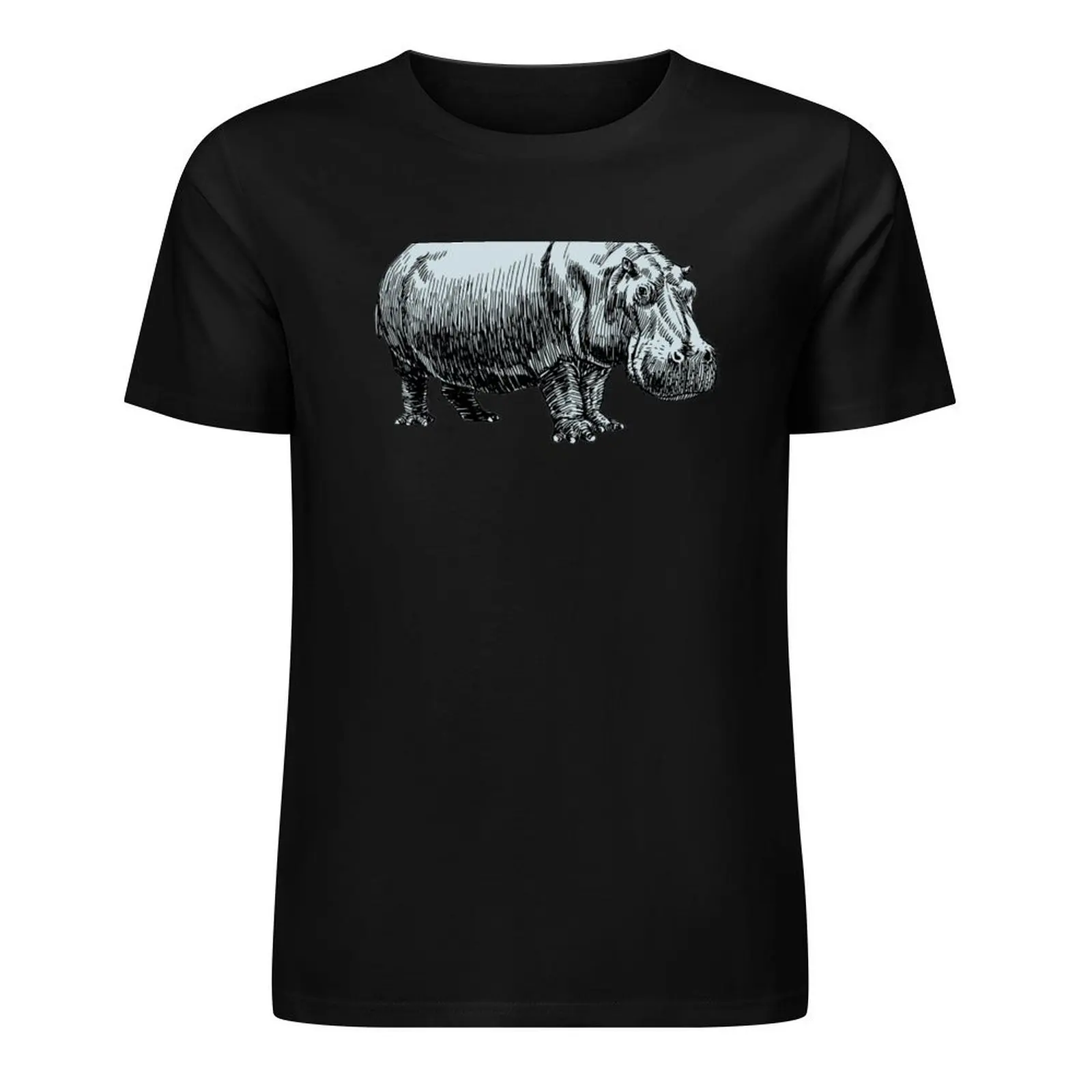 

Blue Hippopotamus T-Shirt custom t shirt graphic t shirt vintage Men's cotton t-shirt