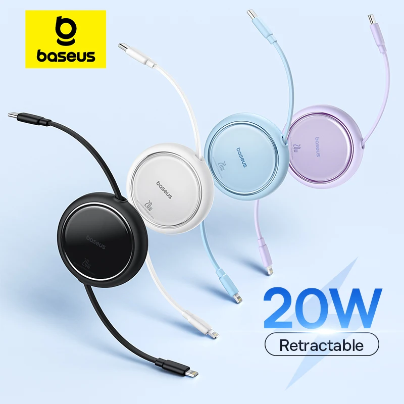 Baseus Wysuwany kabel PD 20W USB C do iPhone 14 13 12 Pro Max iPad Macbook Przewód do szybkiego ładowania danych typu C