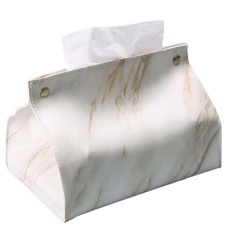 PVC Leather Marble Pattern Tissue Case Box, Container, Napkin Holder, Paper Bag, Cosmetic Box, Pouch Organizer, B Easy To Use