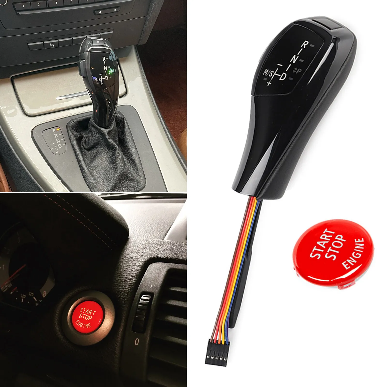 For BMW E81 E87 1 Series 2004-2010 Pre-facelift LHD LED Gear Shift Knob Black