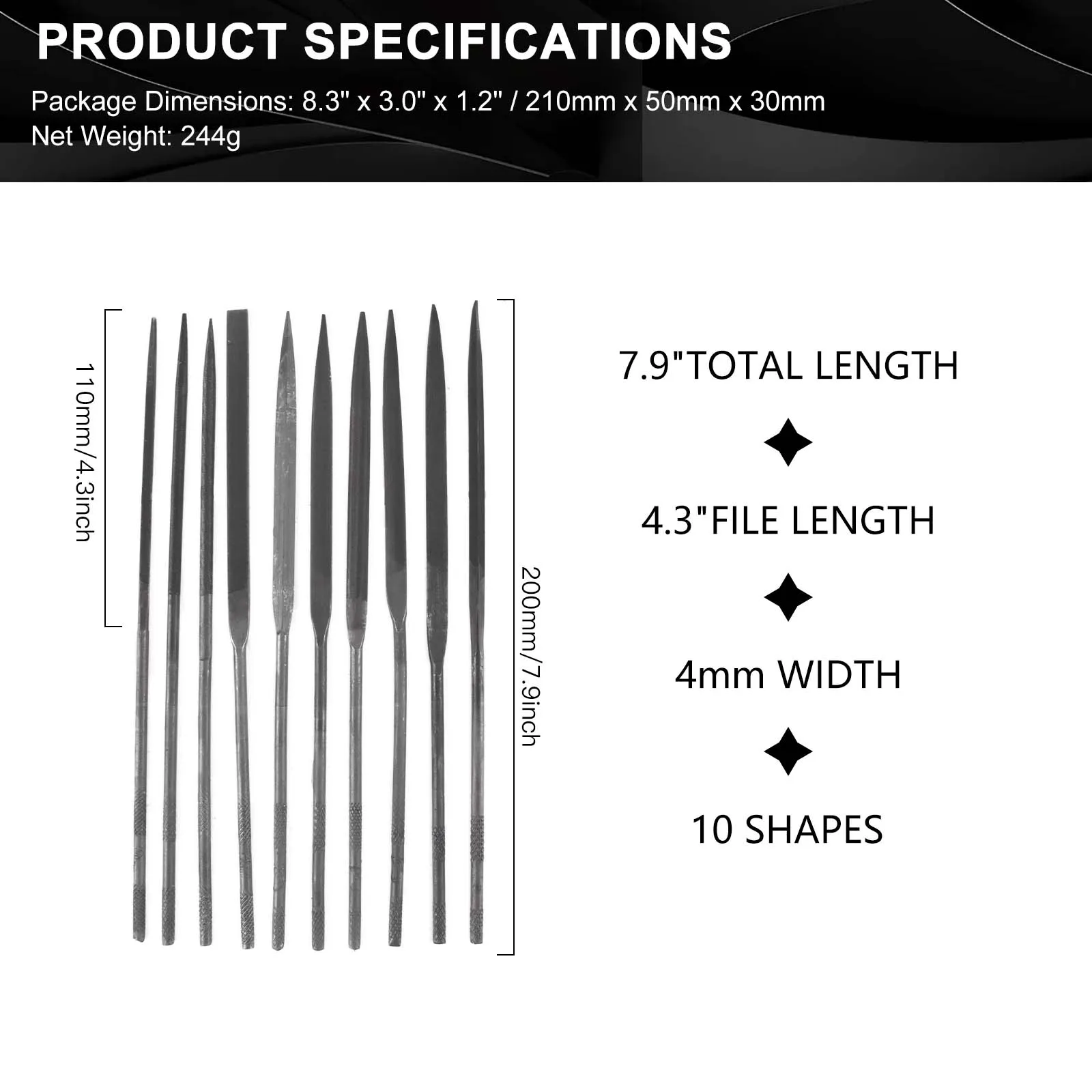 Jewelry Needle File Set Assorted Shapes Metal Filing Tool Kit for Gold Silver Jewelry Making Shaping Carving Craft Work Tools