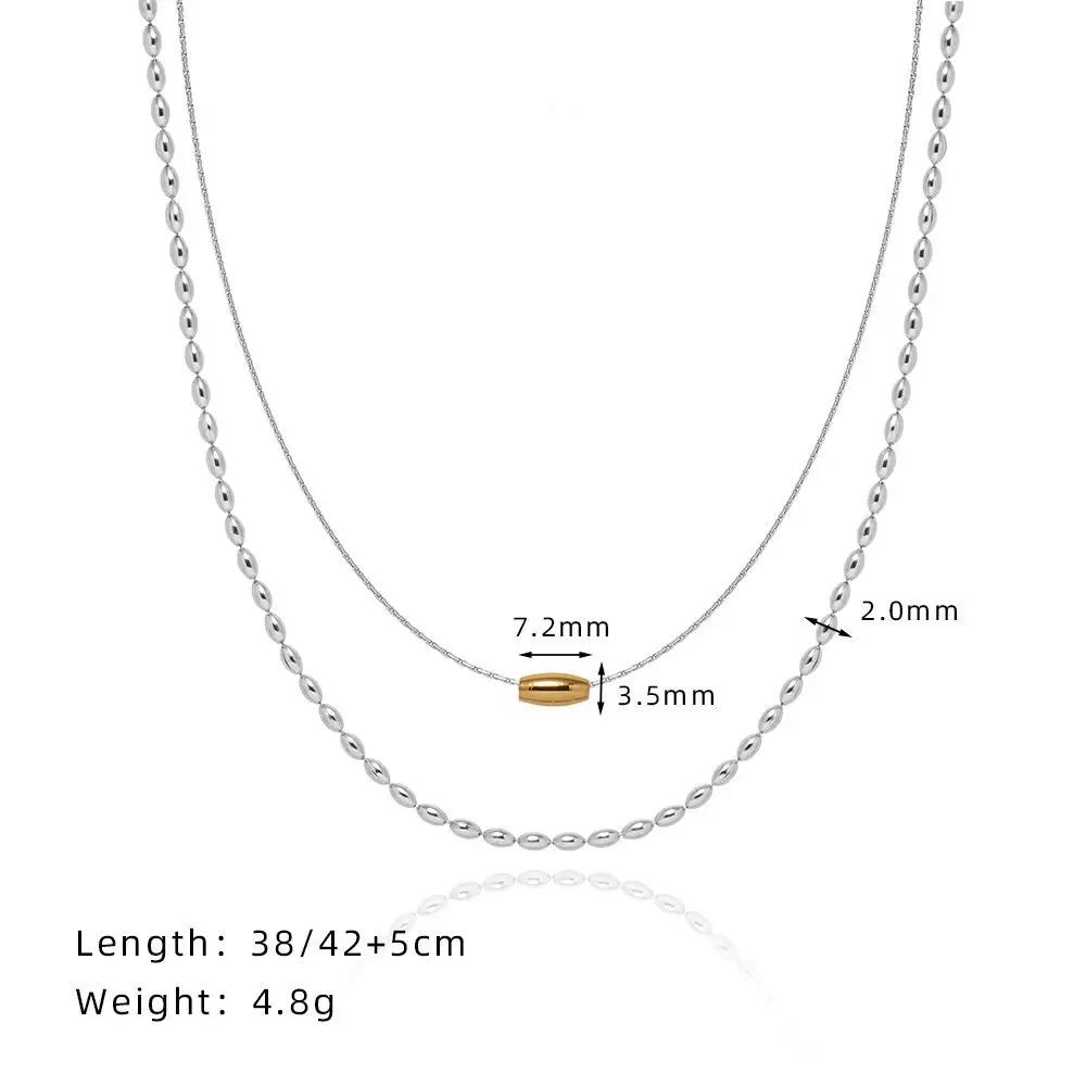 Stainless Steel Gold Ball Pendant Double Layer Necklace for Women 18K PVD Plated Rust Proof High Quality Jewelry Bijoux