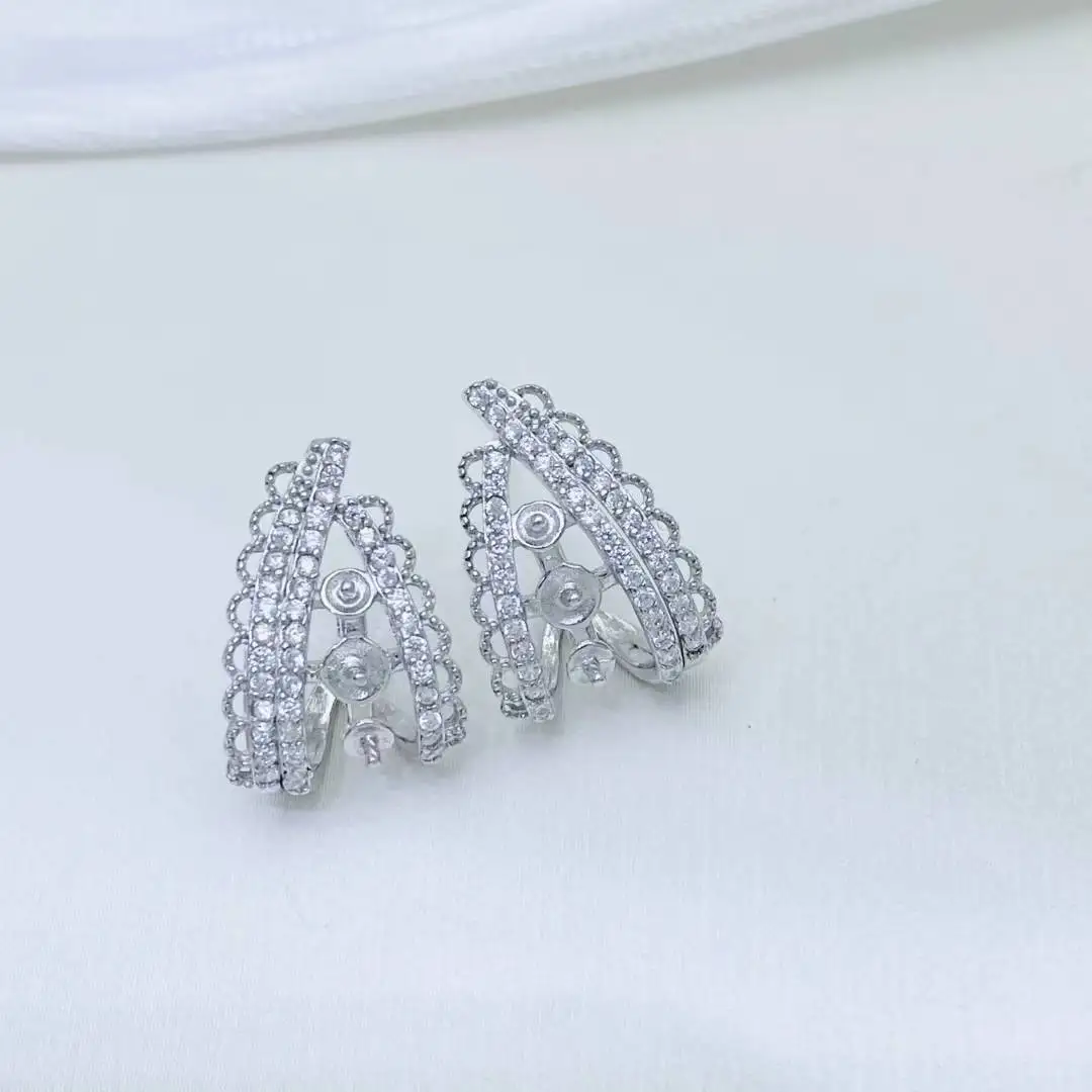 

Оптовая продажа, серьги из стерлингового серебра 925 пробы, фурнитура для крепления, базовые монтажные детали, аксессуар для жемчуга 3-5 мм, 5 пар/лот