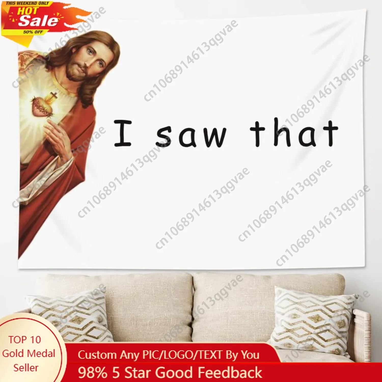 Jesus Tapestry Jesus Christ I Saw That Tapestry Wall Hanging Christmas Wall Tapestry for Bedroom Aesthetic Custom Decoration