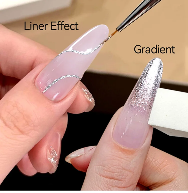 UR SUGAR Glimmer Pat Malgel Nagellack Gold Silber French Nails DIY Linien Blumen Malerei Patting Maniküre Nagelstempel – Detail 5