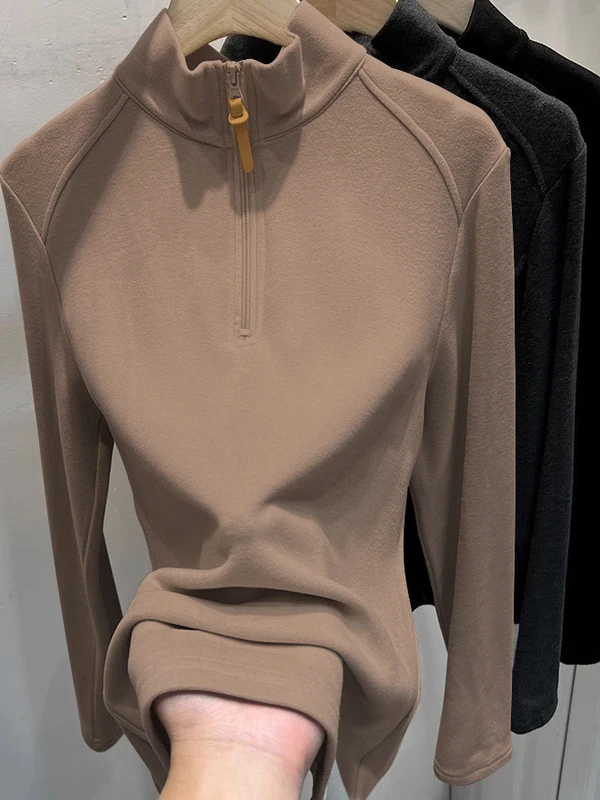 

Женская приталенная толстовка с длинным рукавом, на молнии, с воротником-стойкой, утепленная, из вельвета, простая, спортивная, базовая, модная