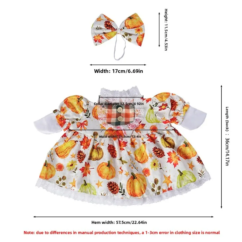New 23 Inch Porch Goose Outfit Autumn Harvest Style Maple Leaf Clothes With Matching Headband Yard Decor Without Goose