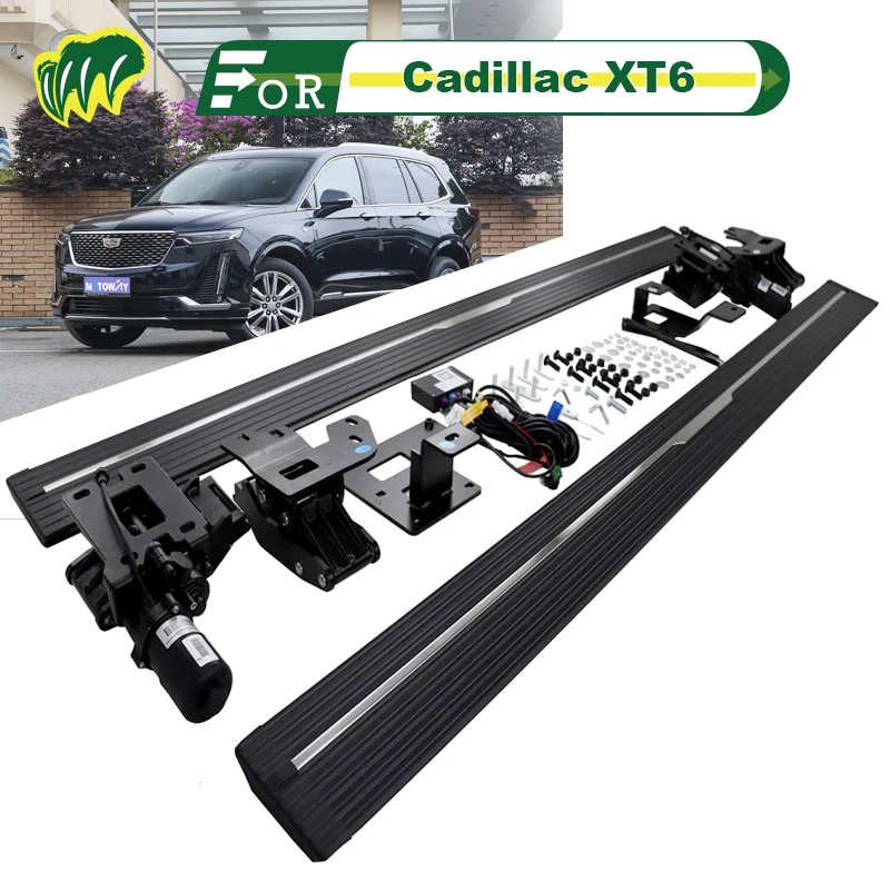 

1Pair For Cadillac XT6 21 22 2020-2023 SUV Truck Electric intelligence Running Boards Bar Pedals Side Step Bars with LED Lights