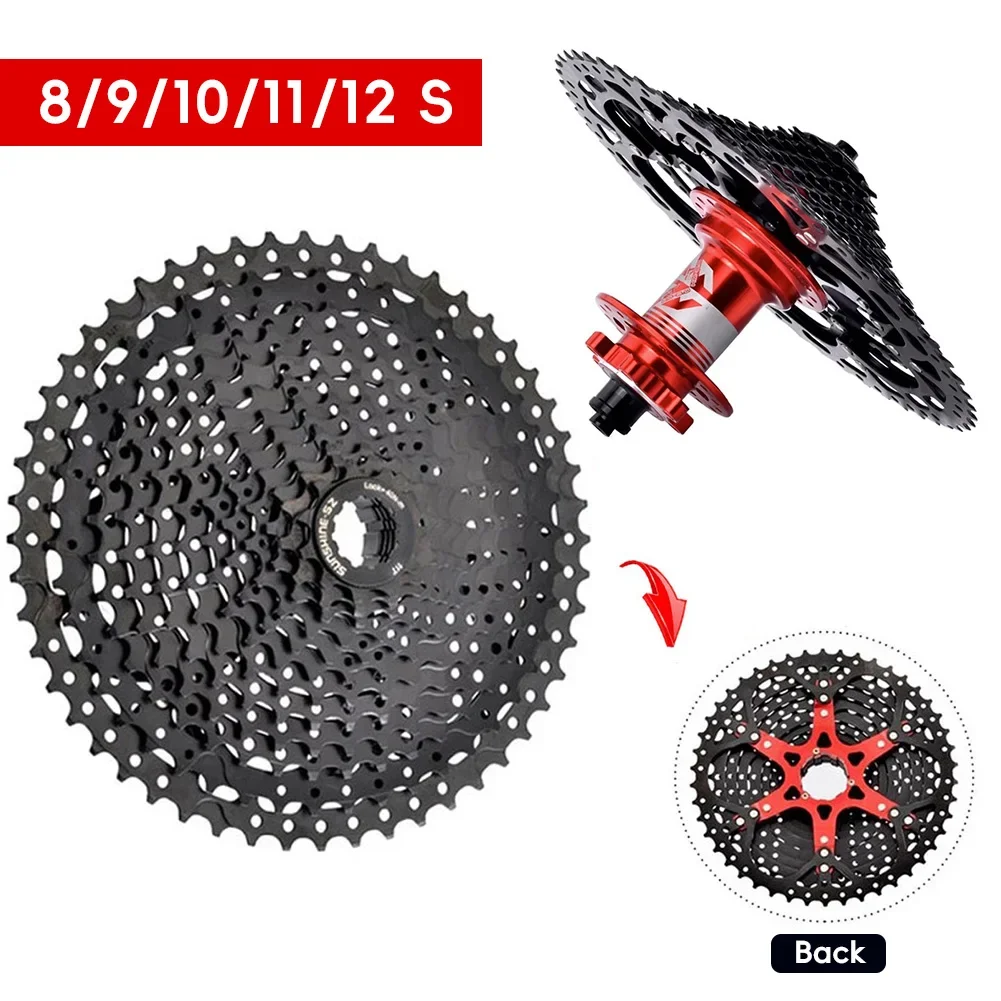 SUNSHINE Black Cassette 8S 9S 10S 11S 12S MTB Bike Road Bicycle Freewheel 11V 12V 42/46/50T 52T for M5100 M6100 M7100 HG Hub