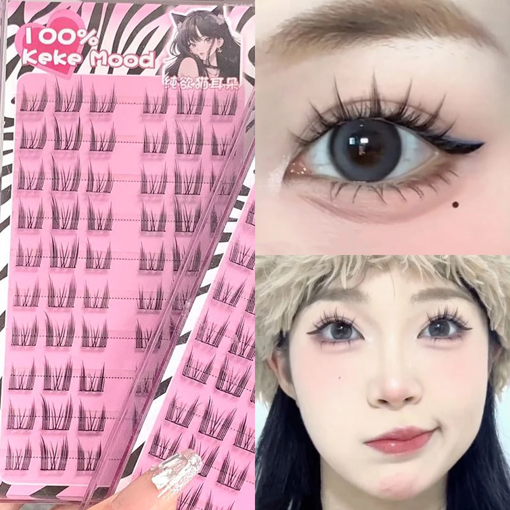10 filas de pestañas Lazy Cat Elf DIY, grupo de pestañas individuales segmentadas, duraderas, impermeables, Kit de extensión de pestañas, herramientas de maquillaje