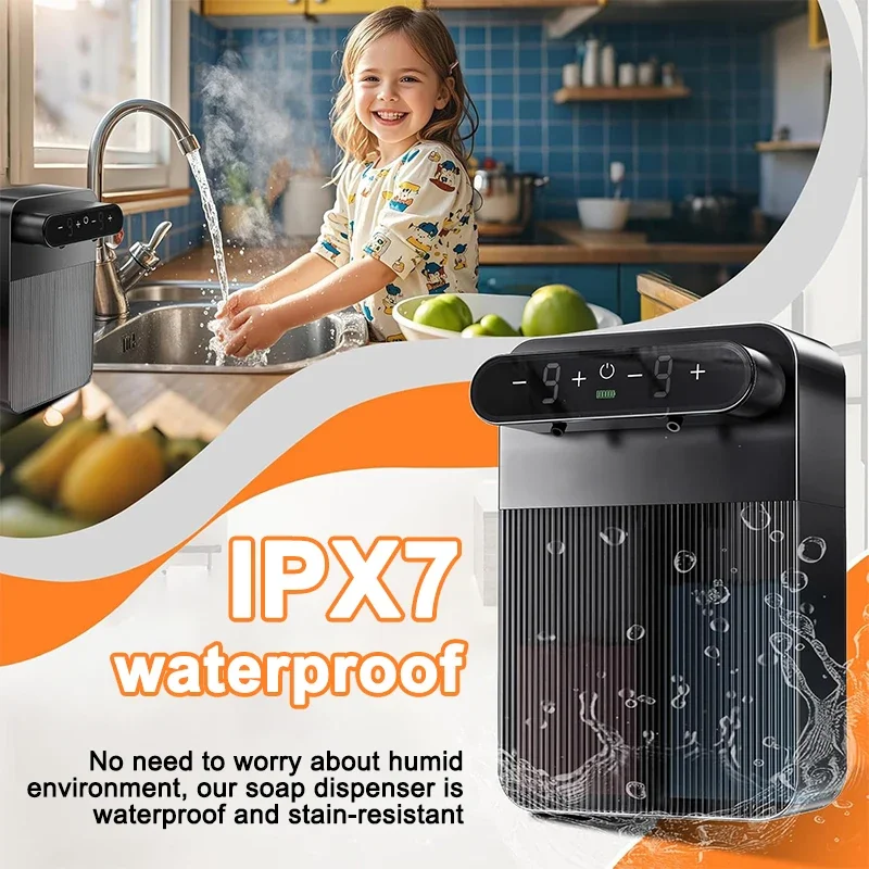 موزع الصابون الأوتوماتيكي المزدوج على الحائط، 9 مستويات، موزعات رغوة بمستشعر كهربائي بدون لمس، غسالة يدوية للحمام المطبخ