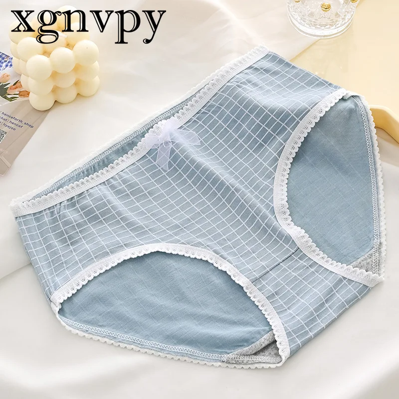 xgnvpy Milk Silk Breathable Mid-waist Underwear Female Sweet Printed Triangle Shorts Student Girl\'s Comfortable Intimate Wear