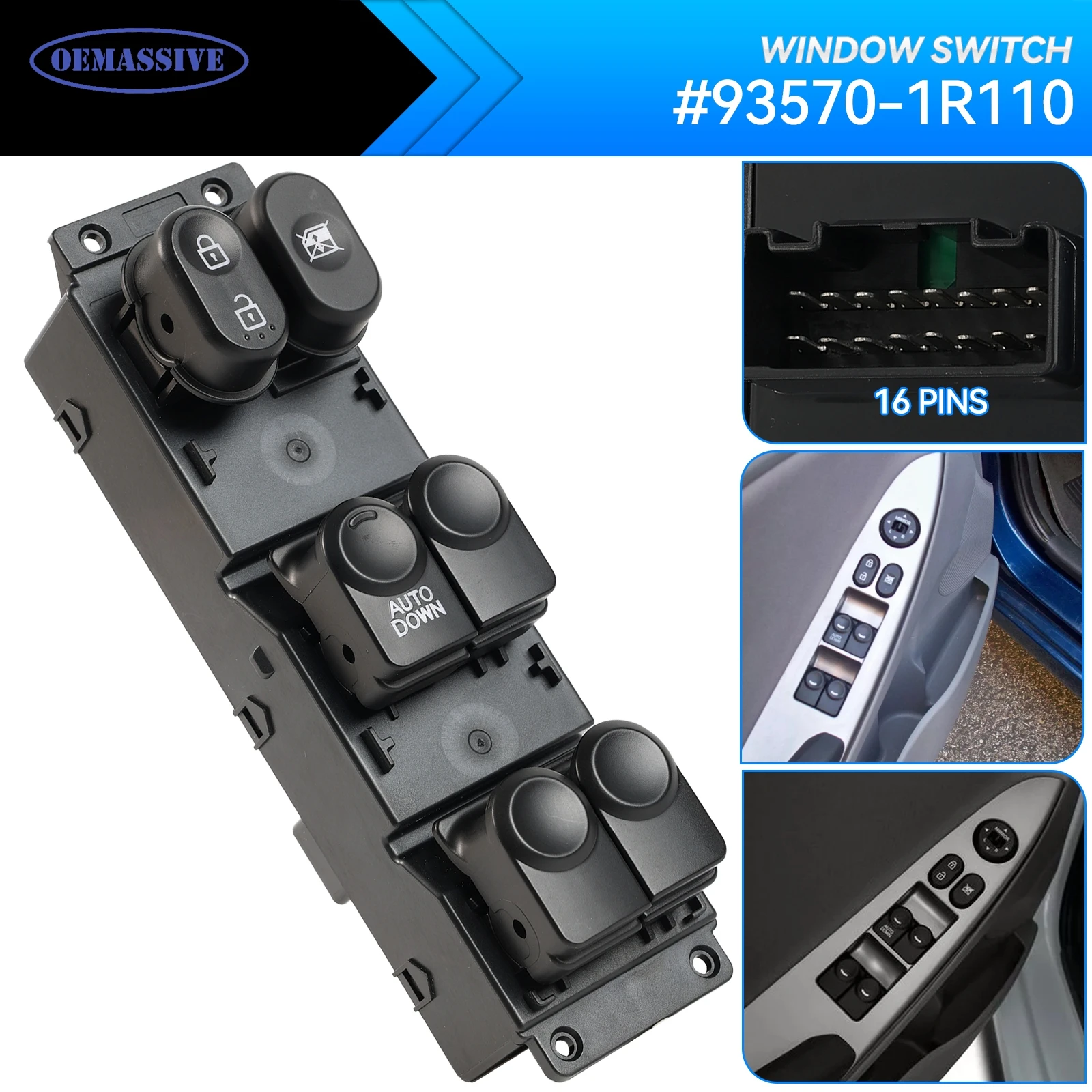 93570-1R111 935701R111 Power Master Window Switch Autodown Control Button For Hyundai Accent 2011 2012 2013 2014 2015 2016 2017