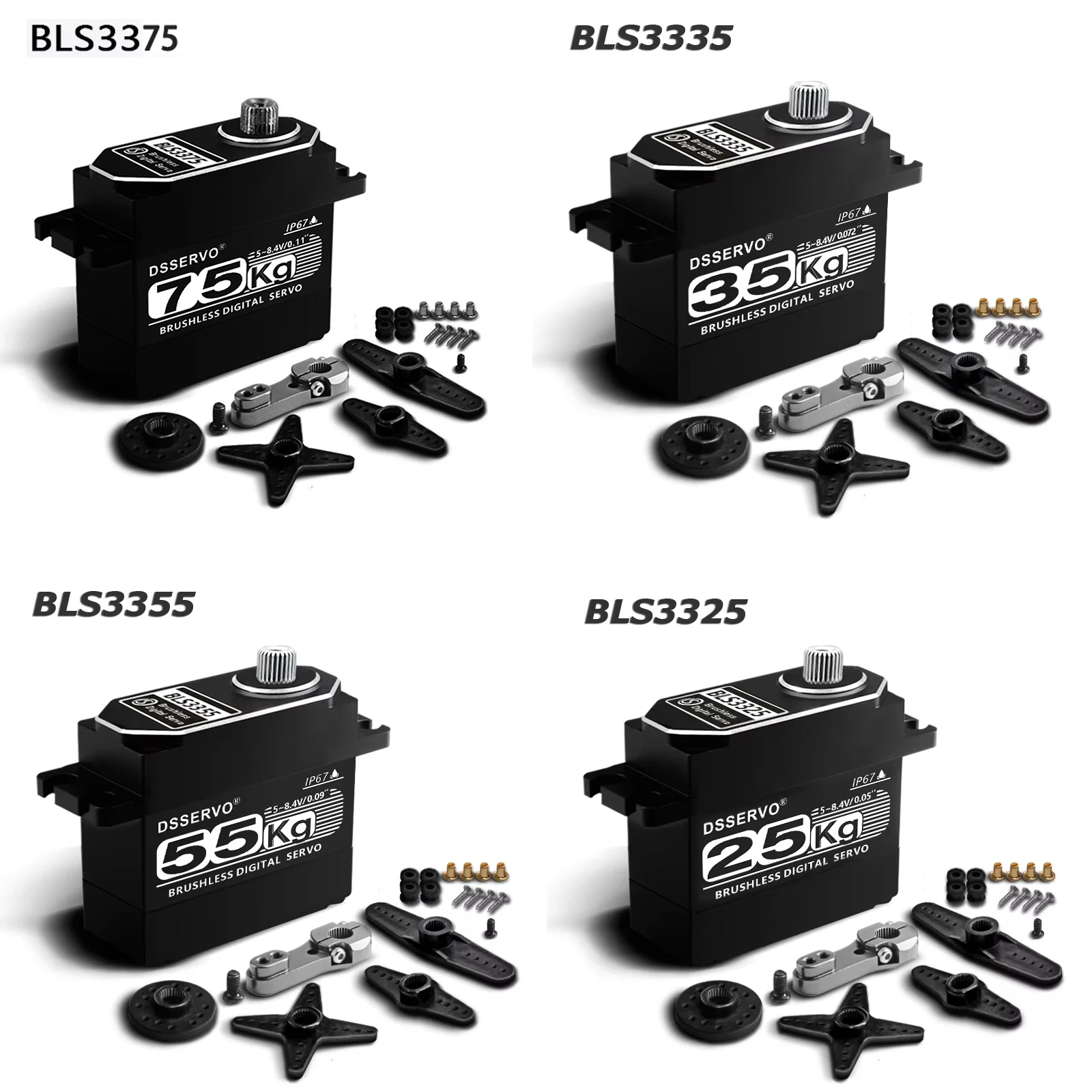 Dsservo BLS3325/35/55/75 KG Steel Gear IP67 Waterproof All-Metal Brushless Digital Servo Motor 25T For Baja Cars Crawler Robot